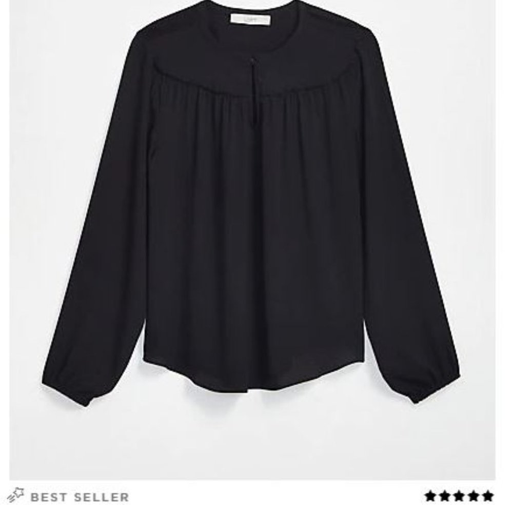 Petite Split Neck Mixed Media Top (Long Sleeve)